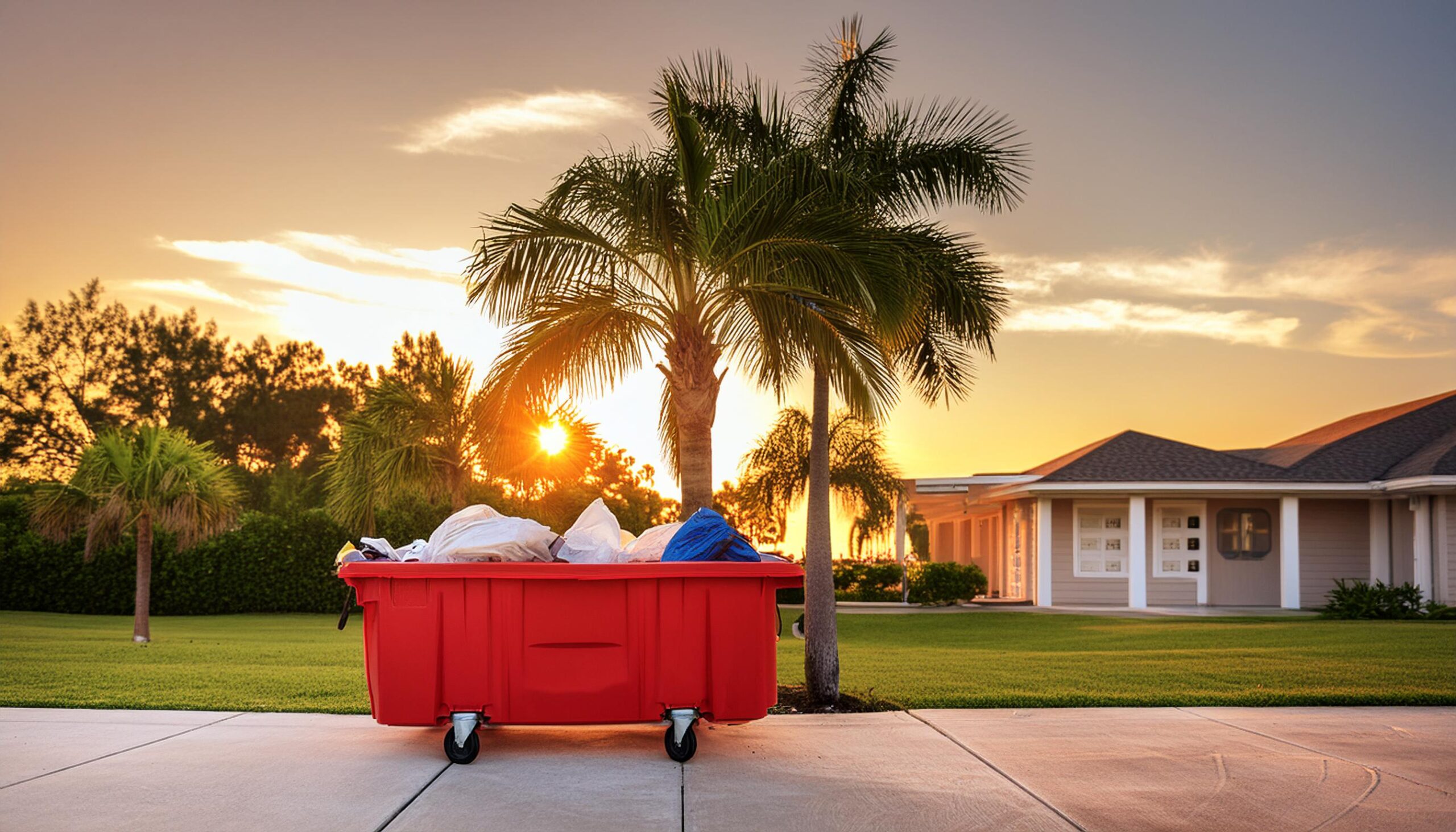 dumpster rental delivery truck in Port Salerno Florida residential cleanup<br />
