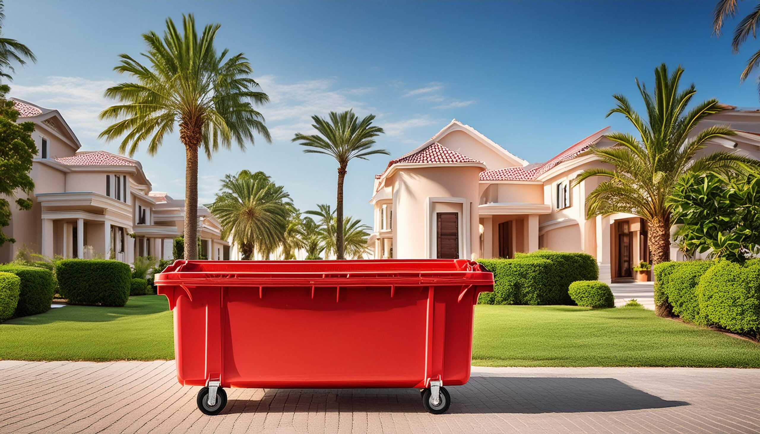 dumpster rental container delivered to Palm City residential property<br />
