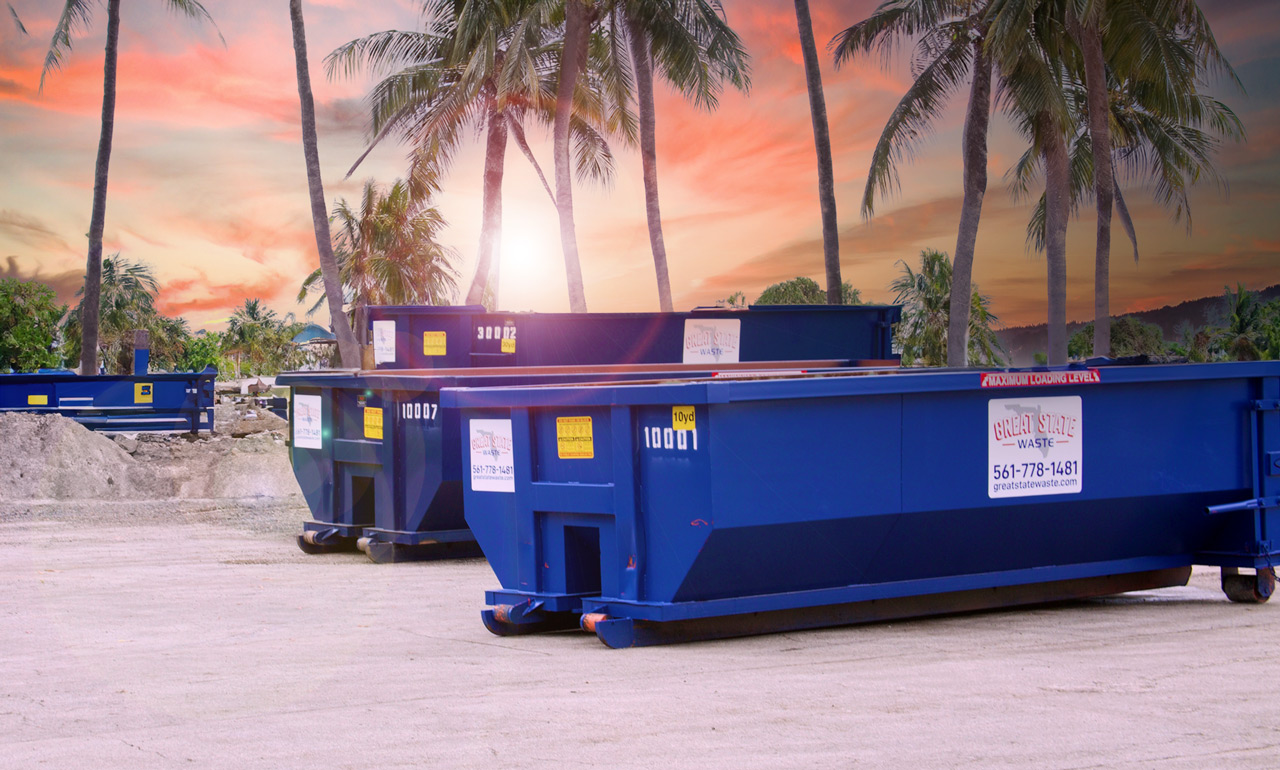 Roll off dumpster rental delivered by Great State Waste in Port Salerno, FL